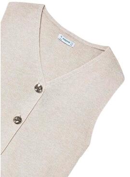 Top Mayoral in maglia beige con bottoni per bambina