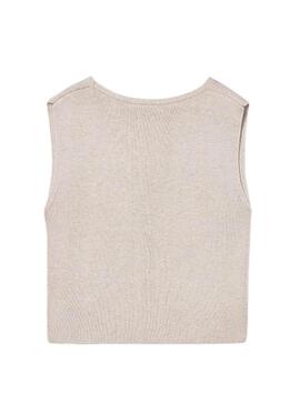 Top Mayoral in maglia beige con bottoni per bambina