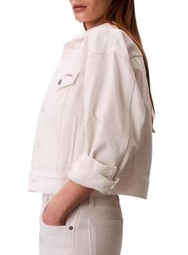 Giacca di jeans Calvin Klein Jeans anni '90 bianca da donna