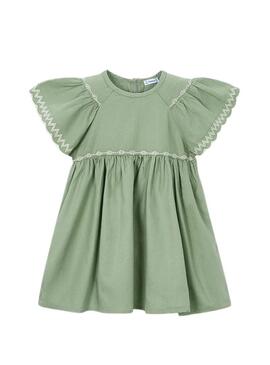 Abito Mayoral plissettato verde per bambina.