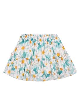 Gonna bianca Mayoral con stampa di grandi fiori per bambina