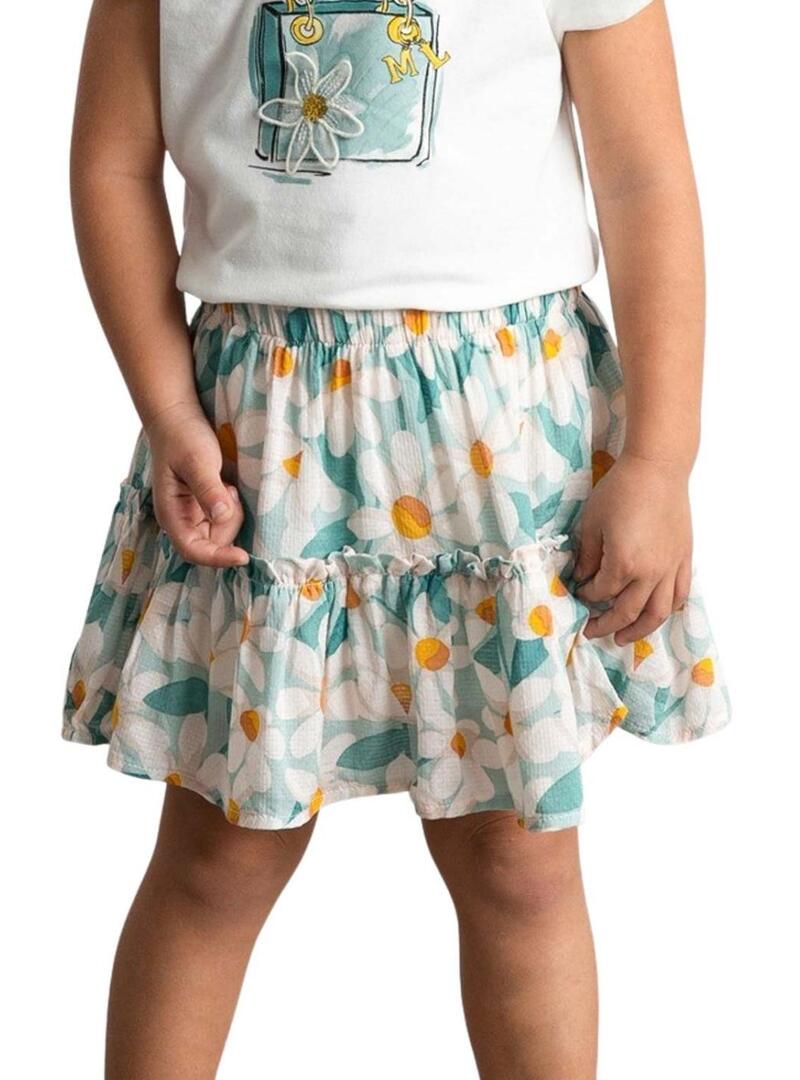 Gonna bianca Mayoral con stampa di grandi fiori per bambina
