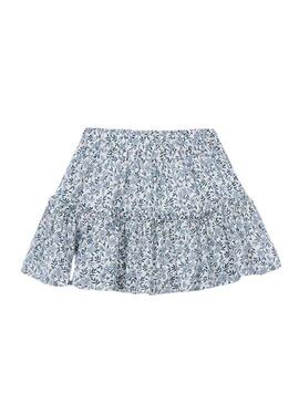Gonna Mayoral blu con stampa floreale per bambina.