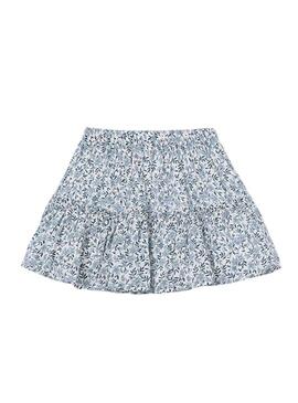 Gonna Mayoral blu con stampa floreale per bambina.