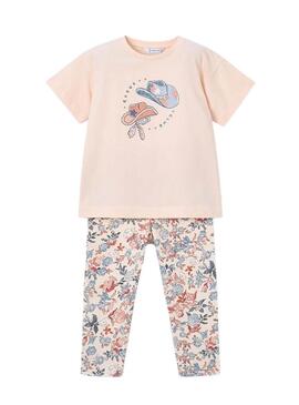 Set Mayoral rosa con disegno di berretti per bambina