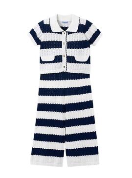 Set Mayoral a righe blu stampate per bambina