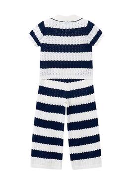 Set Mayoral a righe blu stampate per bambina