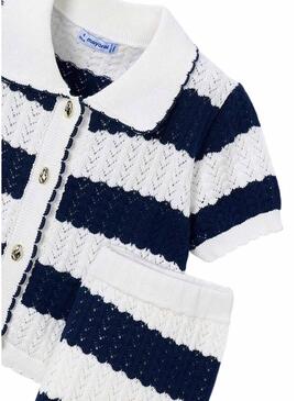 Set Mayoral a righe blu stampate per bambina