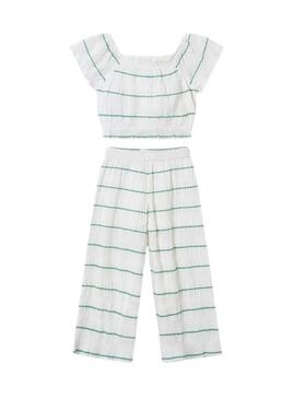 Set Mayoral a righe menta stampato per bambina