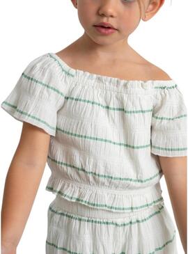 Set Mayoral a righe menta stampato per bambina