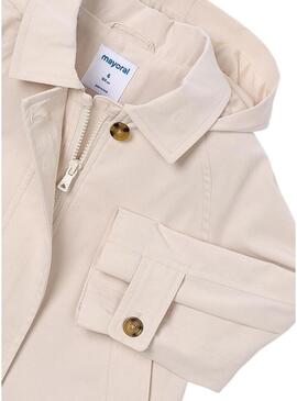 Blusa a vento Mayoral beige con zip per ragazza