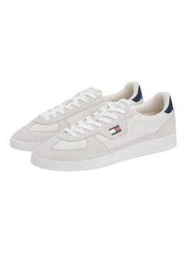 Scarpe Tommy Jeans Greenwich grigie con texture miste per uomo.