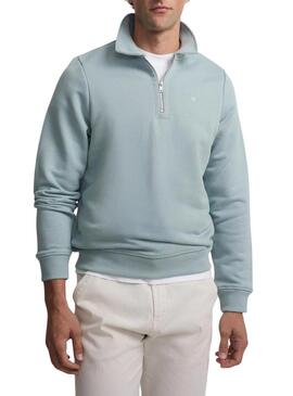 Felpa Silbon mezza zip blu per uomo