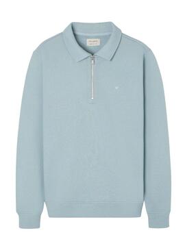 Felpa Silbon mezza zip blu per uomo