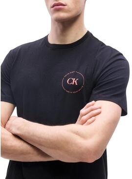 Maglietta Calvin Klein Jeans con logo circolare nero per uomo