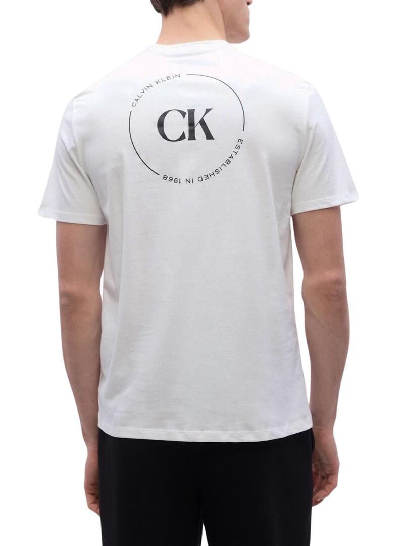 Maglietta Calvin Klein Jeans logo circolare bianco per uomo