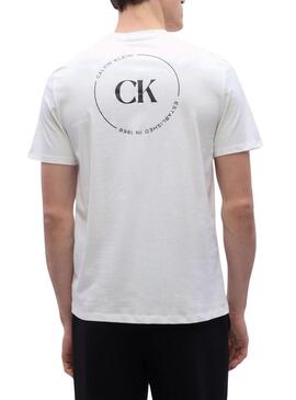 Maglietta Calvin Klein Jeans logo circolare bianco per uomo