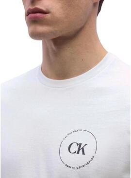 Maglietta Calvin Klein Jeans logo circolare bianco per uomo
