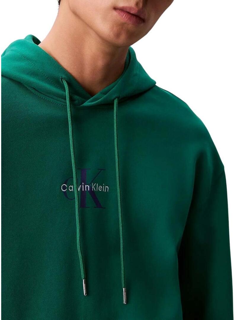 Felpa Calvin Klein Jeans Monologo verde per uomo