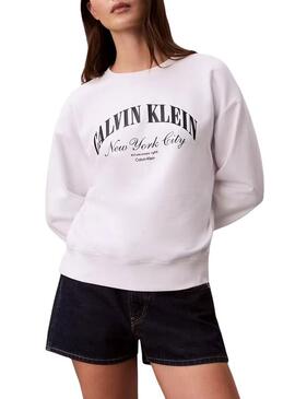 Felpa Calvin Klein Jeans Graphic Logo bianca per donna