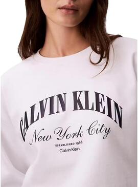 Felpa Calvin Klein Jeans Graphic Logo bianca per donna