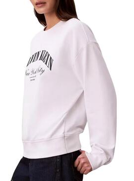 Felpa Calvin Klein Jeans Graphic Logo bianca per donna