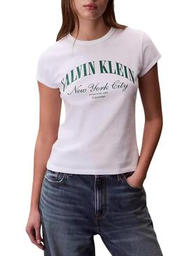 Maglietta Calvin Klein Jeans Graphic Logo bianca per donna