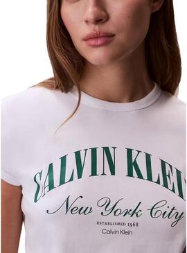 Maglietta Calvin Klein Jeans Graphic Logo bianca per donna