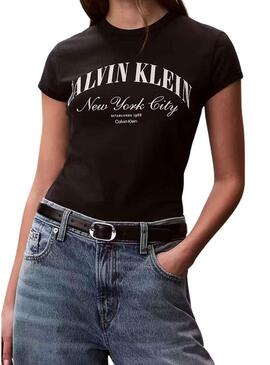 Maglietta Calvin Klein Jeans Graphic Logo nera per donna