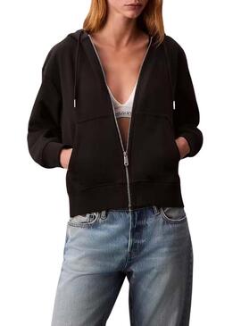 Felpa Calvin Klein Jeans Archive Logo nera per donna.
