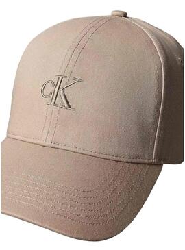 Cappello Calvin Klein Jeans Monogram beige ricamato per donna