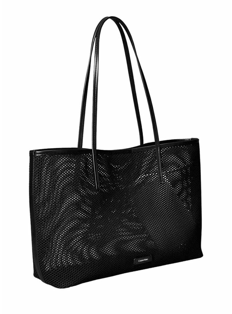 Borsa Calvin Klein Jeans Emblem in rete nera per donna