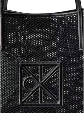 Borsa Calvin Klein Jeans Emblem in rete nera per donna