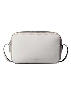 Borsa Calvin Klein Jeans Logo in lamina bianca per donna