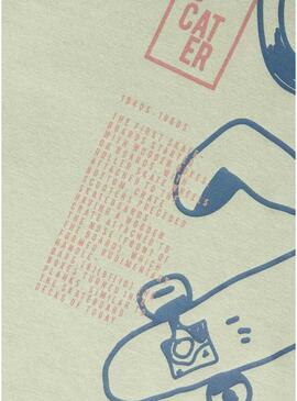 Maglietta Name It con gatto skate verde chiaro per bambino