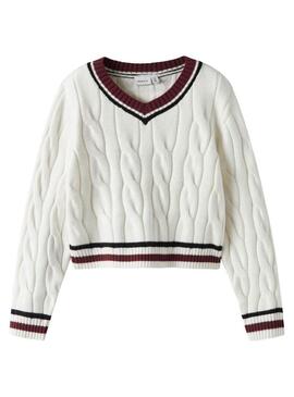 Maglia intrecciata bianco sporco per bambina Name It