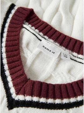 Maglia intrecciata bianco sporco per bambina Name It