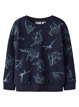 Felpa Name It con dinosauri blu scuro per ragazzo