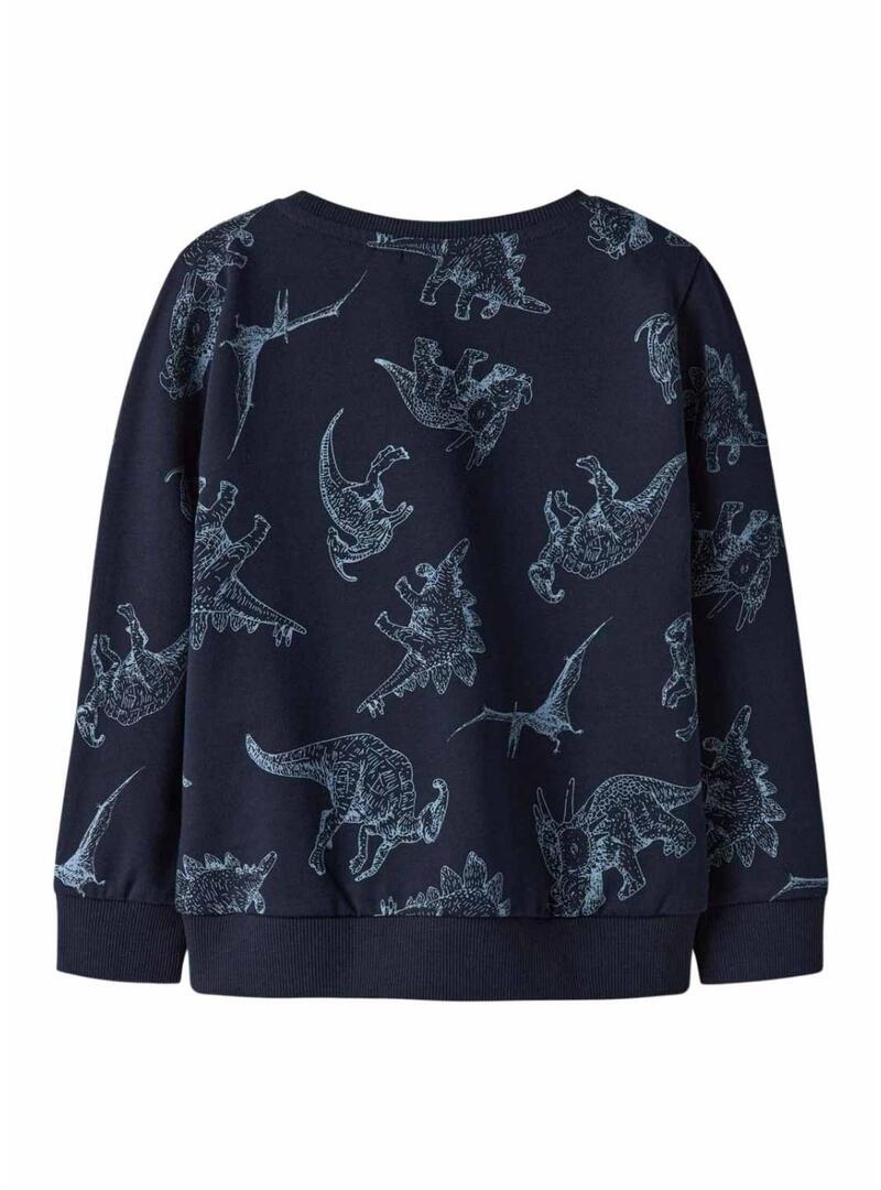 Felpa Name It con dinosauri blu scuro per ragazzo