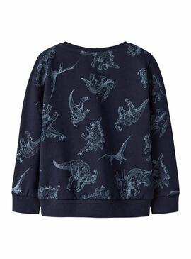 Felpa Name It con dinosauri blu scuro per ragazzo