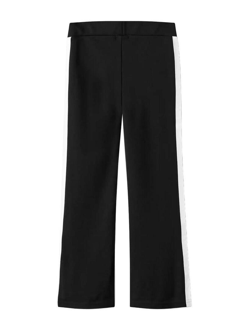 Pantaloni Name It neri con riga laterale per ragazza.