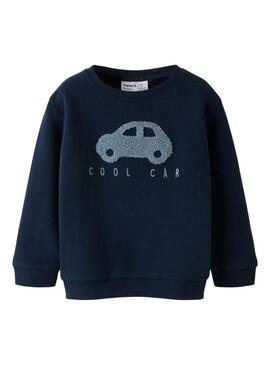 Felpa Name It blu navy con auto per bambino.