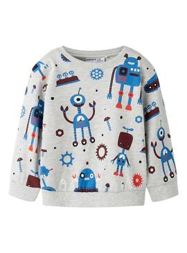 Felpa Name It robots grigia chiara per bambino
