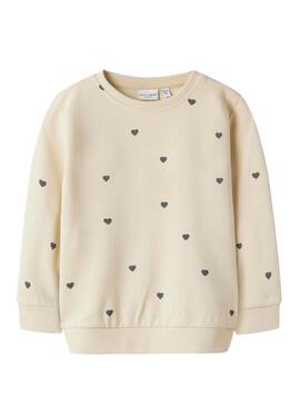 Felpa beige stampata per ragazza Name It