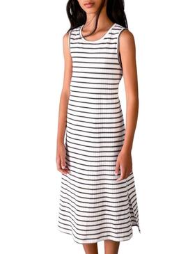 Abito a righe midi nero e cardinale