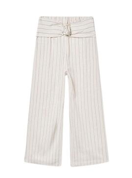 Pantaloni a righe color crema Mayoral per ragazza.