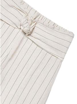 Pantaloni a righe color crema Mayoral per ragazza.
