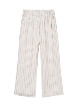 Pantaloni a righe color crema Mayoral per ragazza.