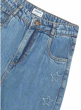 Pantaloni in denim blu con stelle per bambina Mayoral
