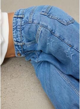 Pantaloni in denim blu con stelle per bambina Mayoral